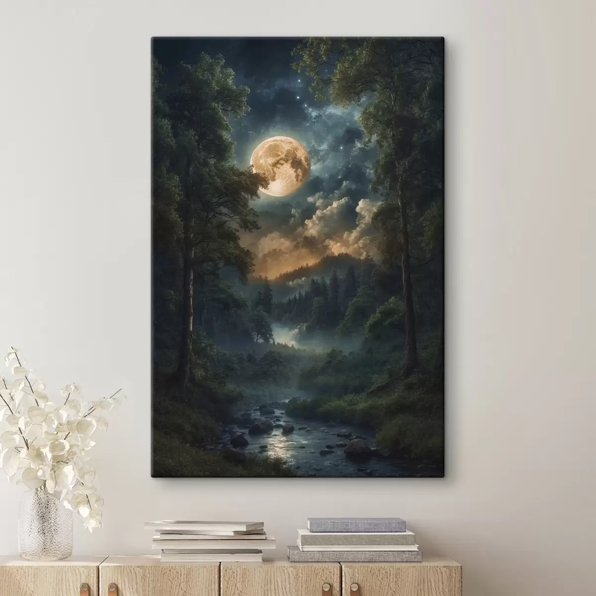 Tablouri Lună plină în pădure s44454