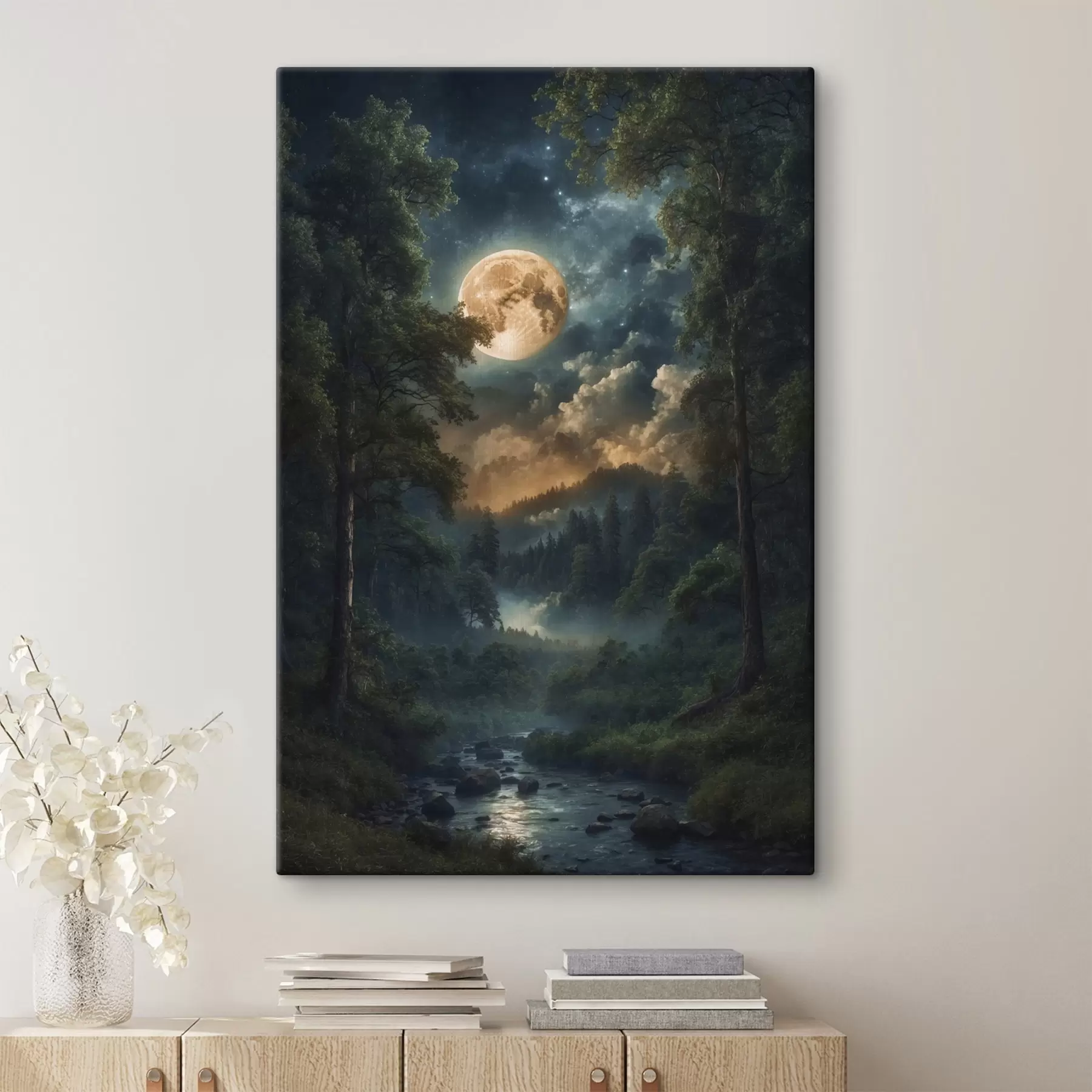 fototapet Lună plină în pădure s44454