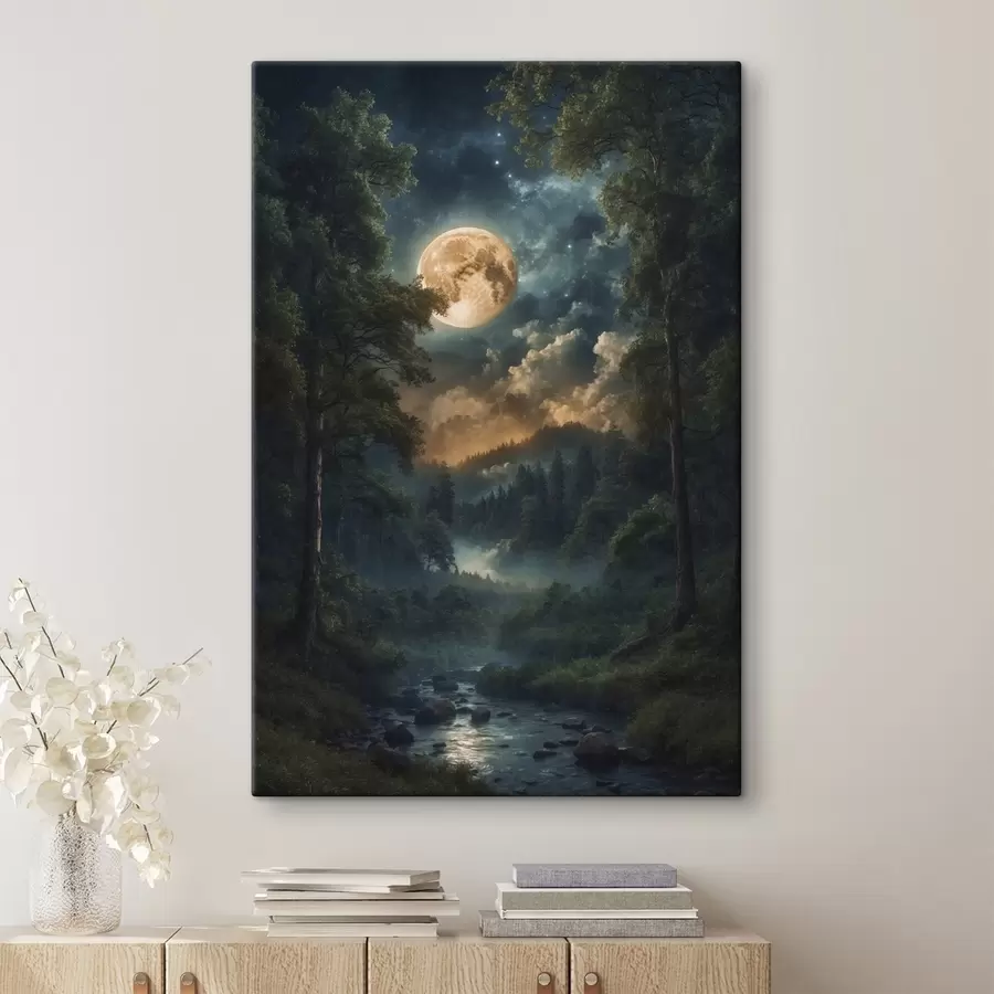 Tablouri Lună plină în pădure s44454