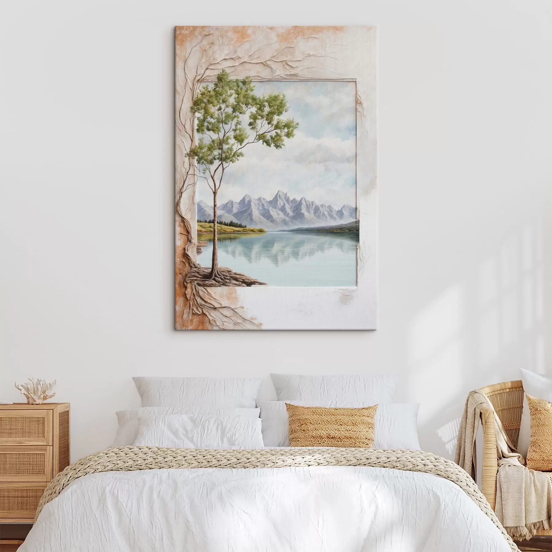 fototapet Vedere pe lac și munți înzăpeziți în cadru s44458