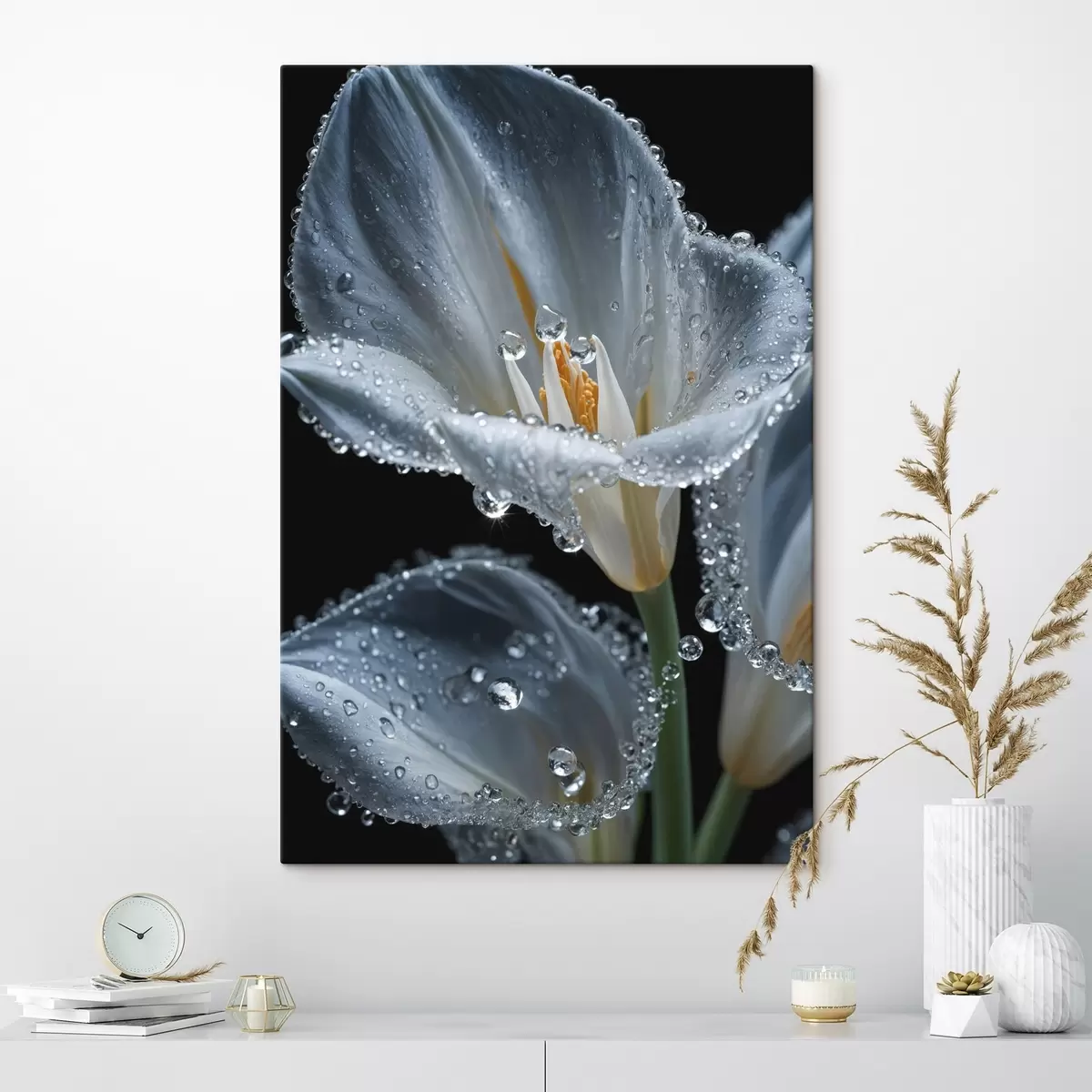 Tablouri Floare transparentă pe fundal negru s44479