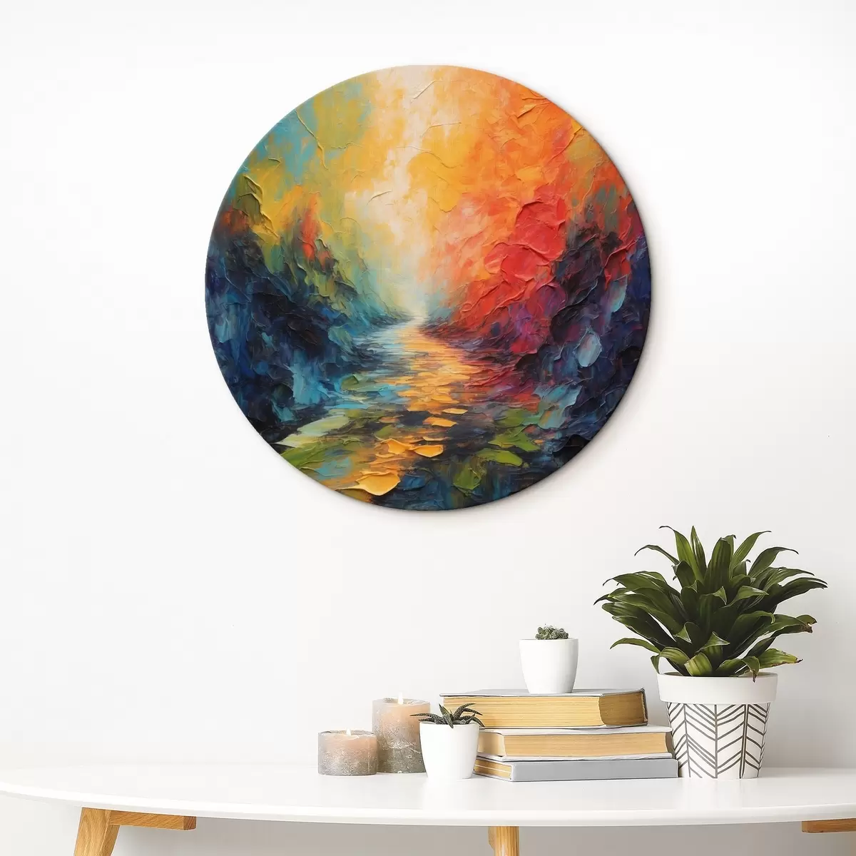 Picturi rotunde Cale abstractă în stilul picturii acrilice r44441