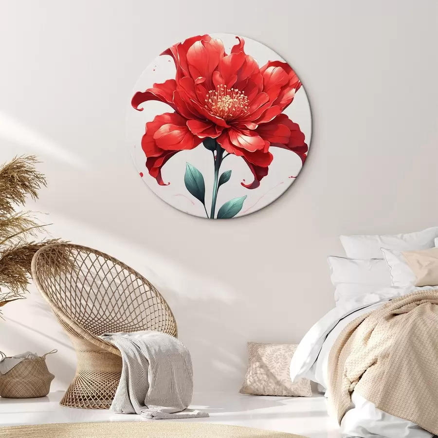 Tablouri Floare roșie pe fundal alb-roșu r44442