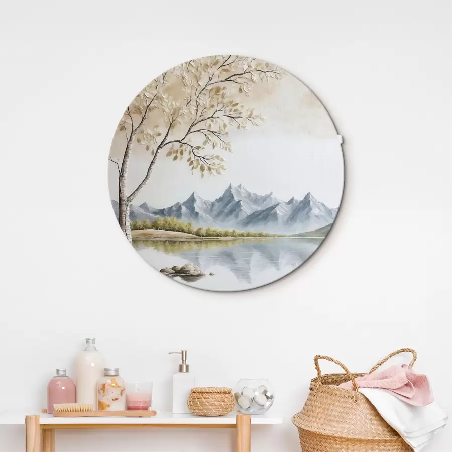 Tablouri Copac pe fundal lac și munți înzăpeziți r44459