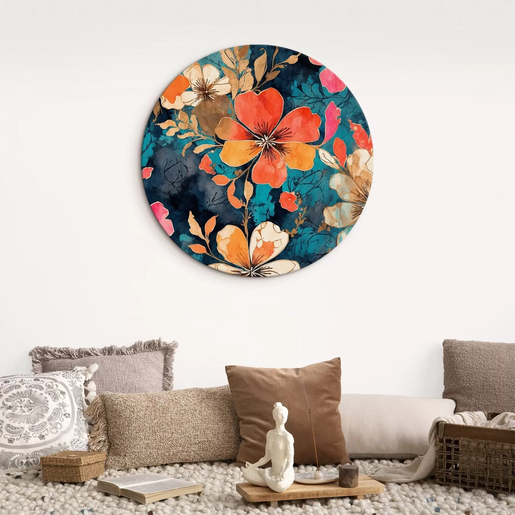 Tablouri Tablou acrilic multicolor în fundal albastru închis Tablou acrilic abstract multicolor în fundal albastru închis fundal albastru r44460