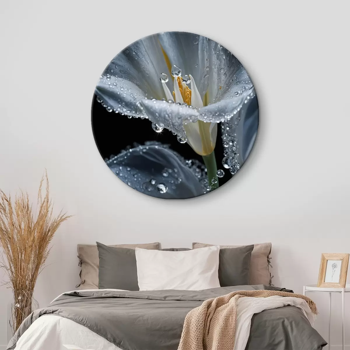 Picturi rotunde Floare transparentă pe fundal negru r44479