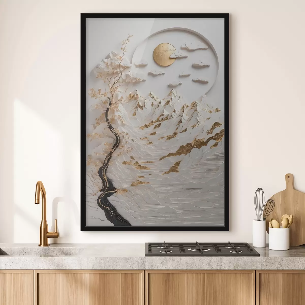 Poster Munți abstracți și soare f44428