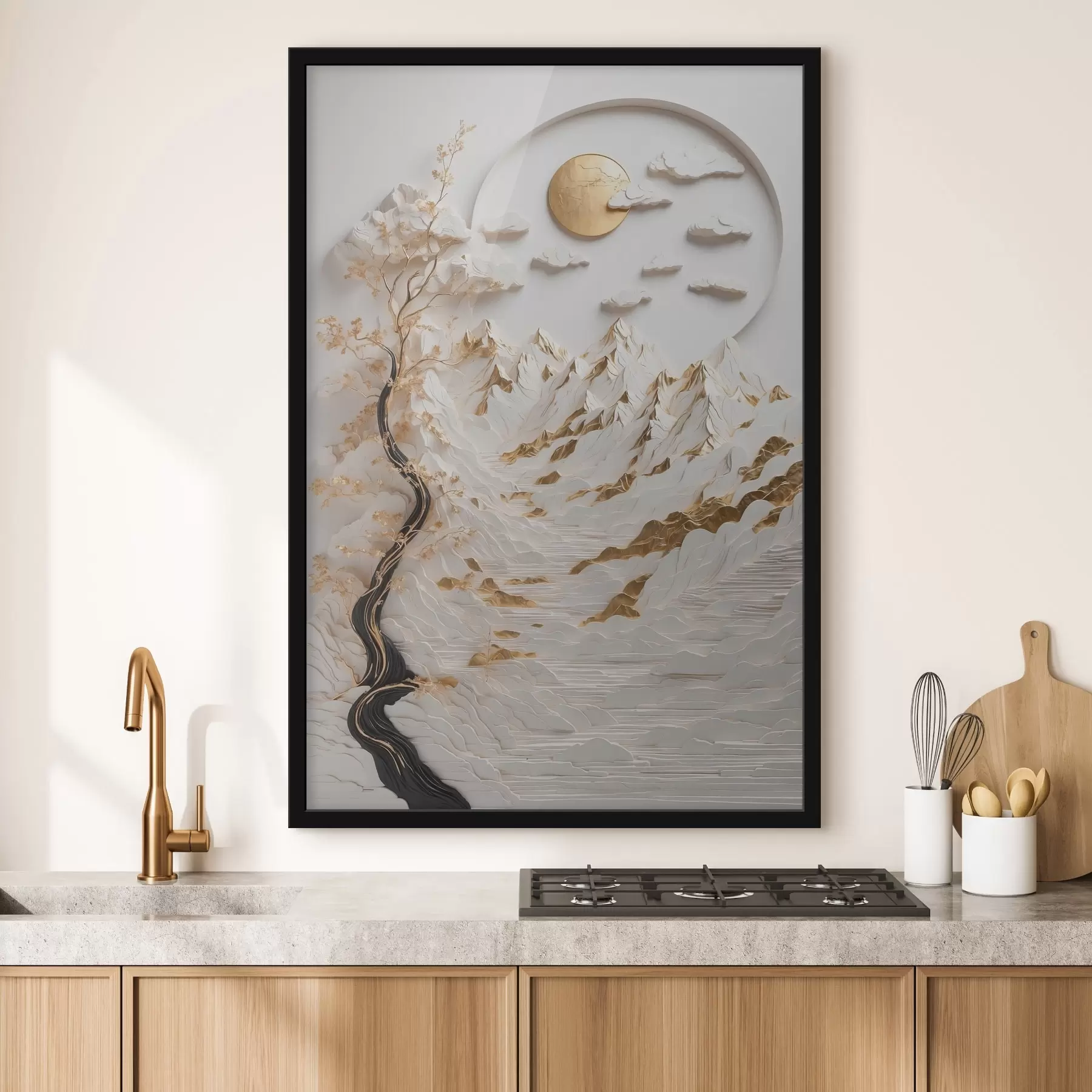 fototapet Munți abstracți și soare f44428