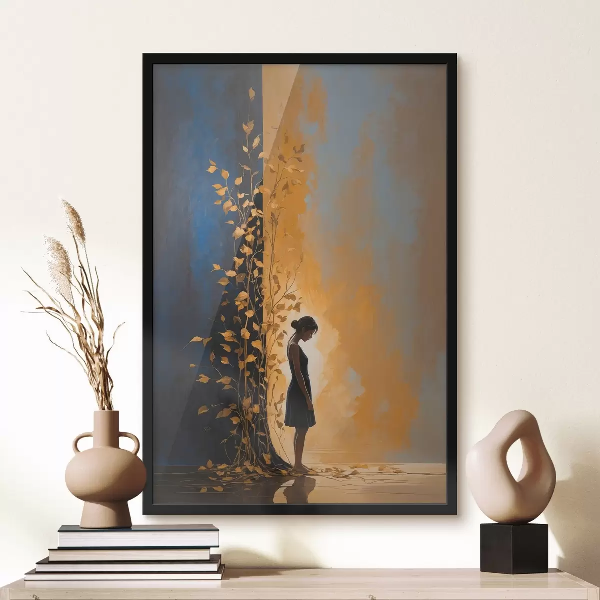 Poster Fata pe fundal abstract f44430