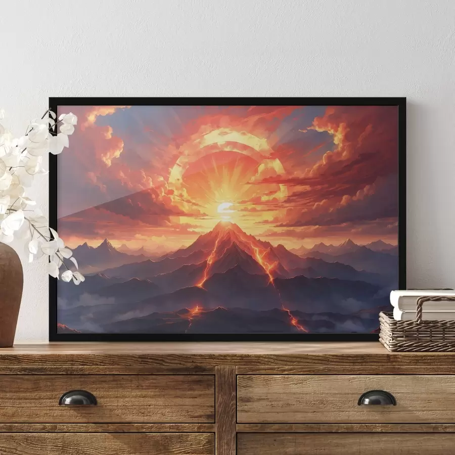 fototapet Apus de soare lângă vulcan f44432