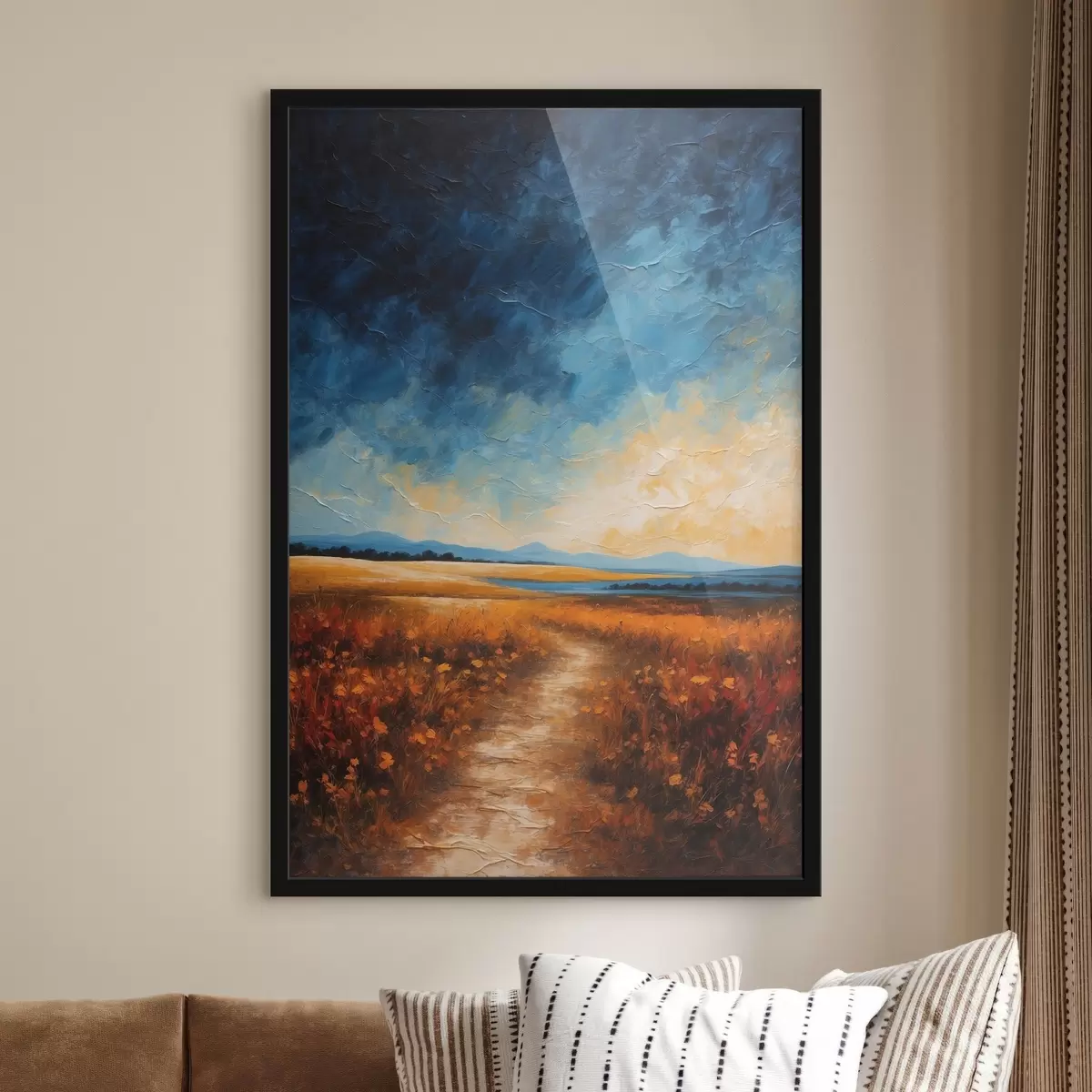 Poster Câmp de flori în seara în stil pictură acrilică f44440