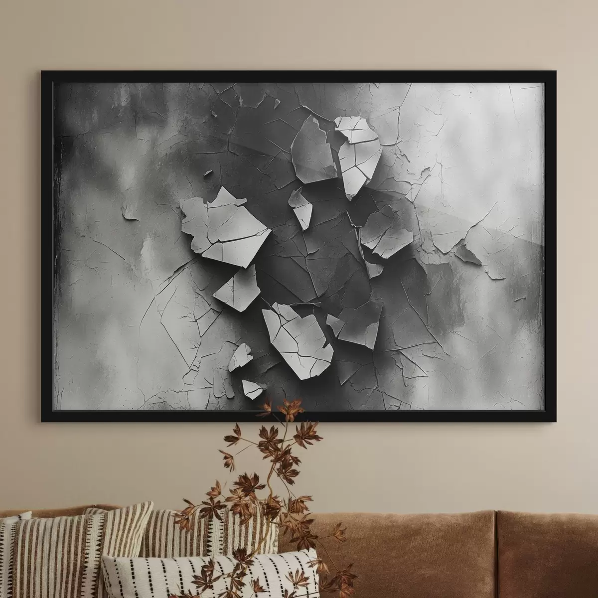 Poster Negru și alb perete vechi f44450