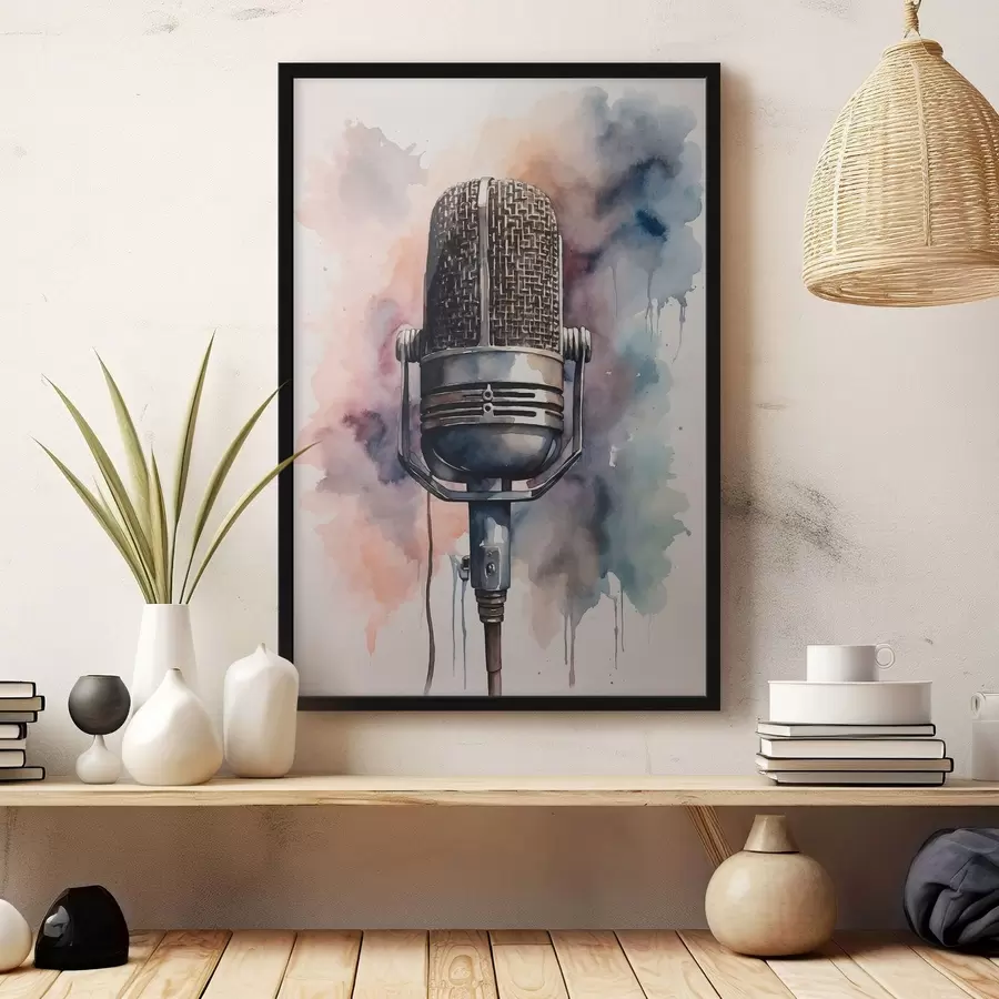 fototapet Microfon pe fundal acuarelă f44463
