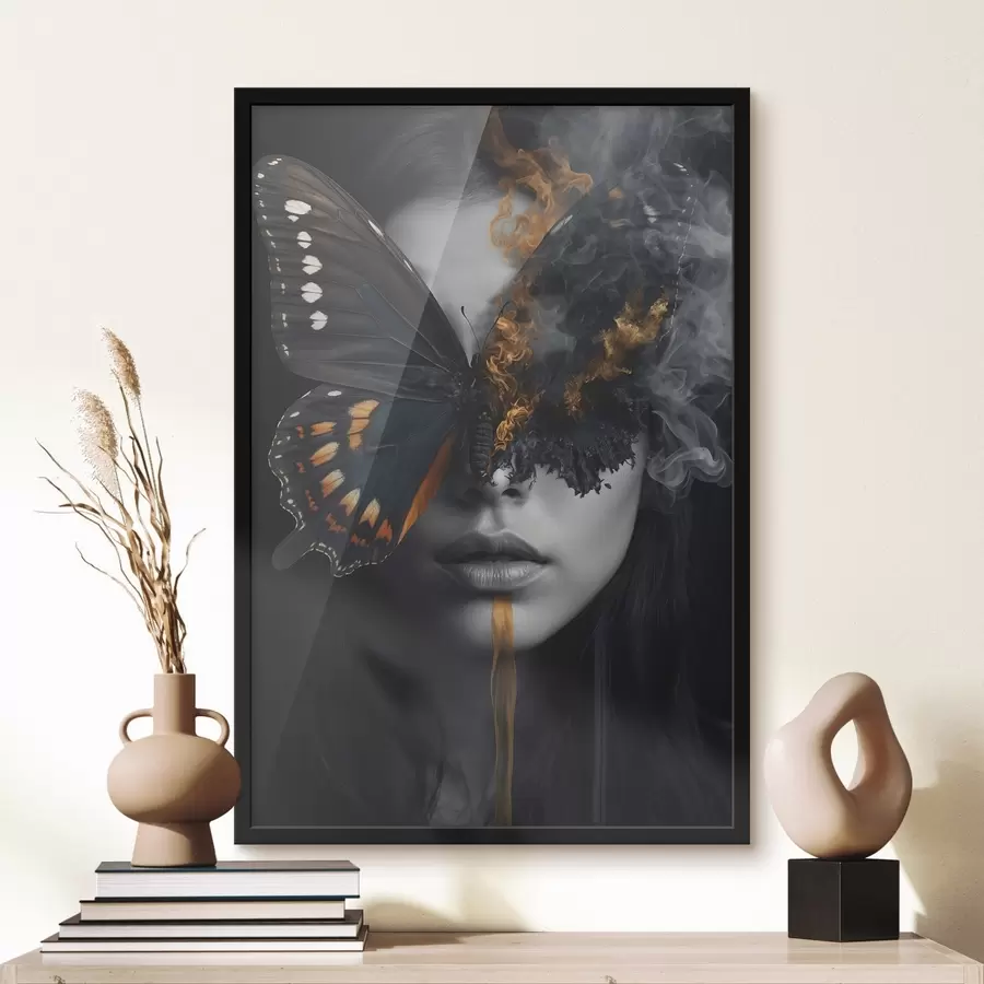 fototapet Fluture arzător pe fața fetei f44468