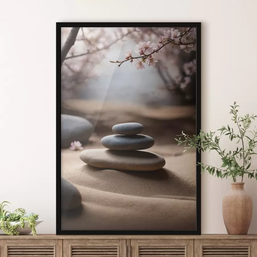 fototapet Pietre pe nisip pe fundal încețoșat f44475