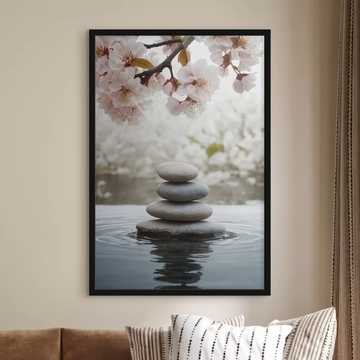 Poster Pietre în apă pe fundal încețoșat f44476