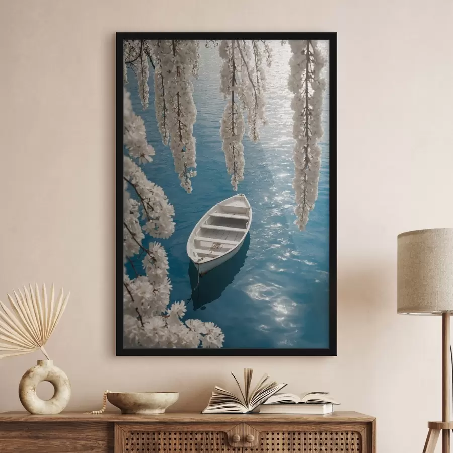 Tablouri Barcă albă sub un copac f44482