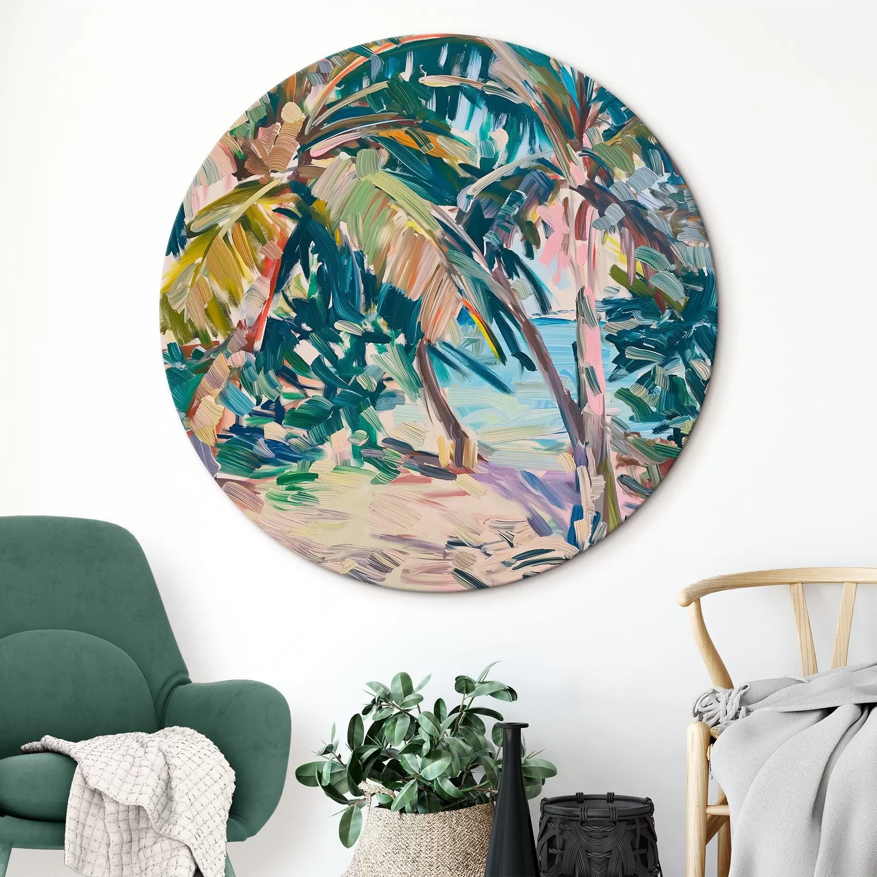 fototapet Palmieri abstracție, imitație de lovituri de perie r44513