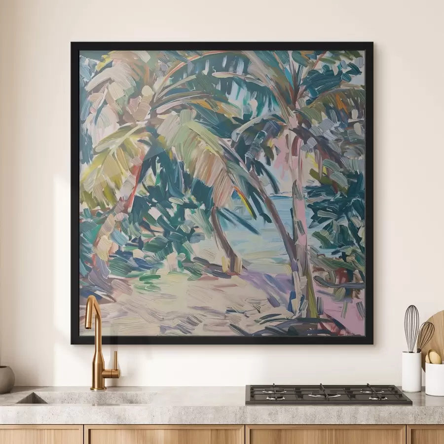 fototapet Palmieri abstracție, imitație de lovituri de perie f44513