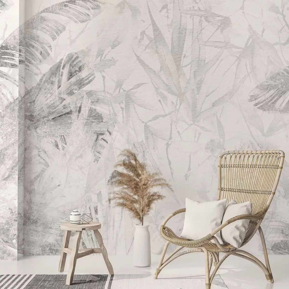 fototapet Abstracție florală în stil grunge cu imitație de abraziune w03926