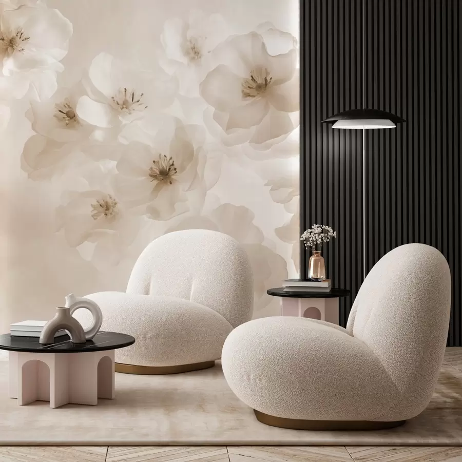 fototapet Flori mari delicate, nuanțe de bej w03931v2