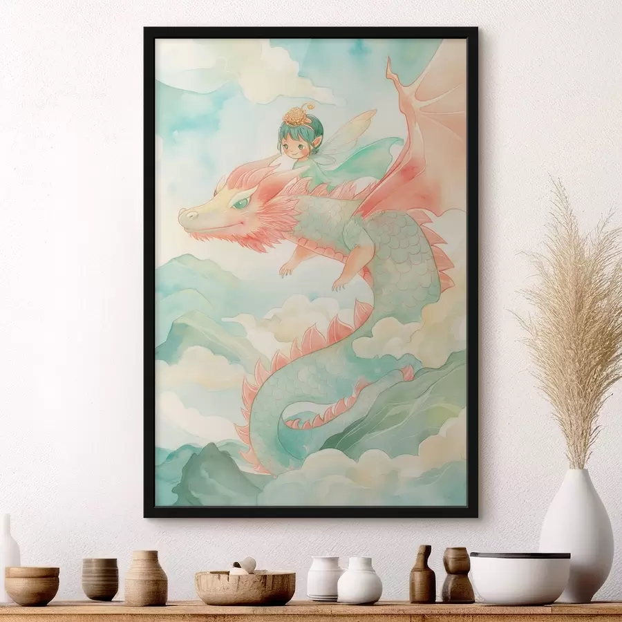 fototapet Zână și dragon f44532