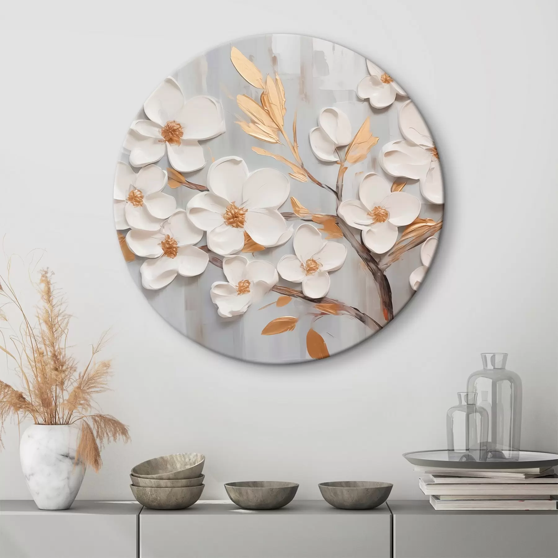 Tablouri Pictura imitație flori albe r44586