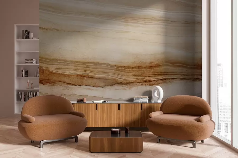 fototapet Imitație de textură de lemn cu linii orizontale, bej și maro închis, imprimeu natural, tonuri pământii moi w09156