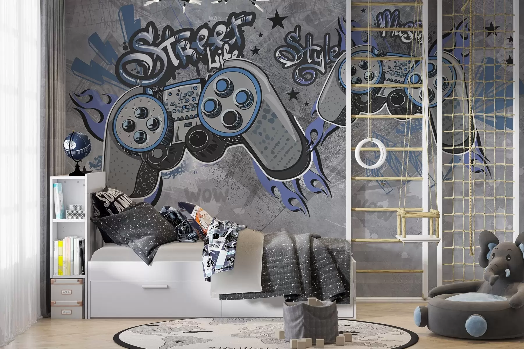 fototapet Console în stil street art pe peretele grunge w04054