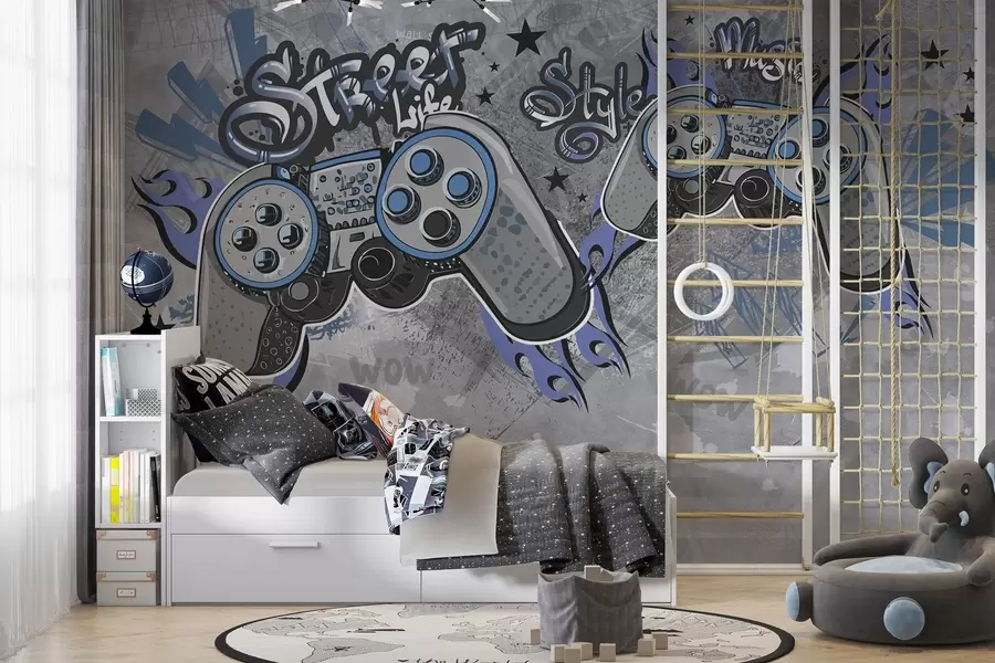 fototapet Console în stil street art pe peretele grunge w04054