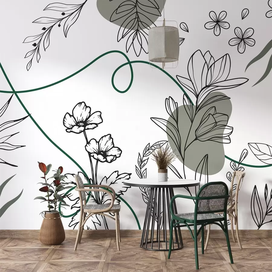 fototapet Contur floral boho w04082