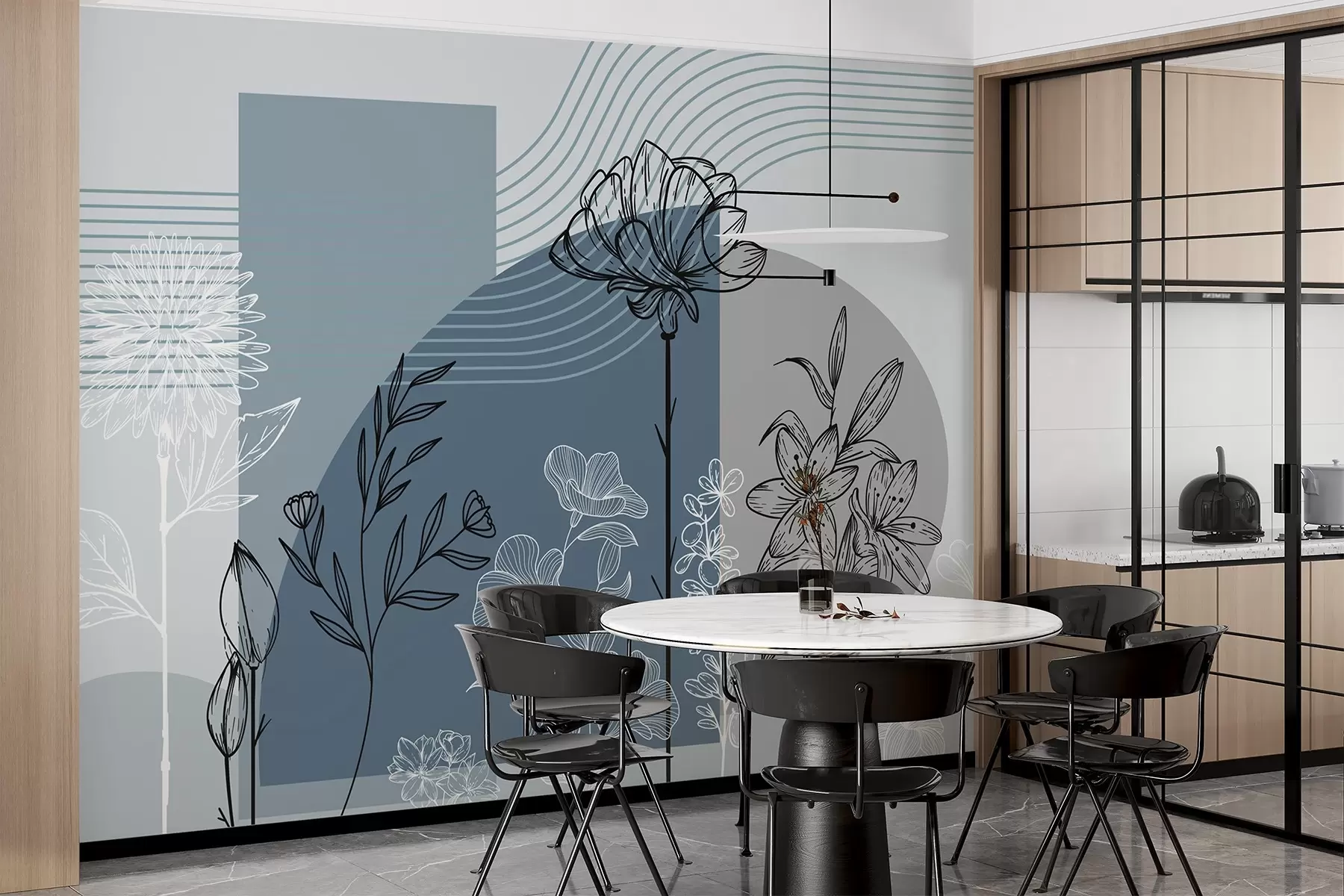 fototapet Contur floral boho w04081v1