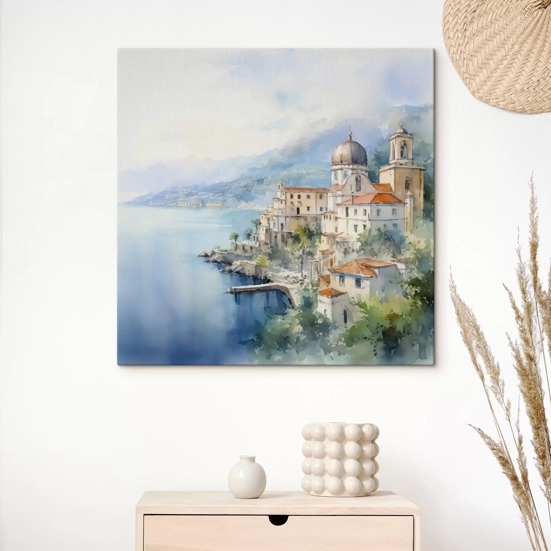 fototapet Orașul de mare imitație de acuarelă s44635