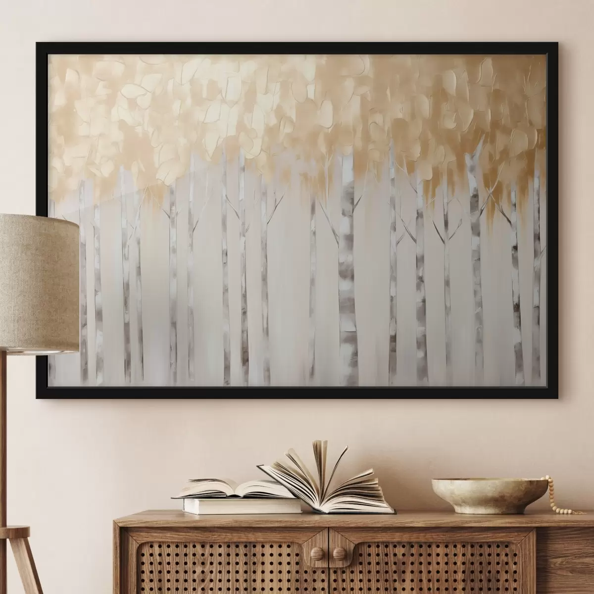 Poster Pictura imitație arbori de mesteacăn f44637