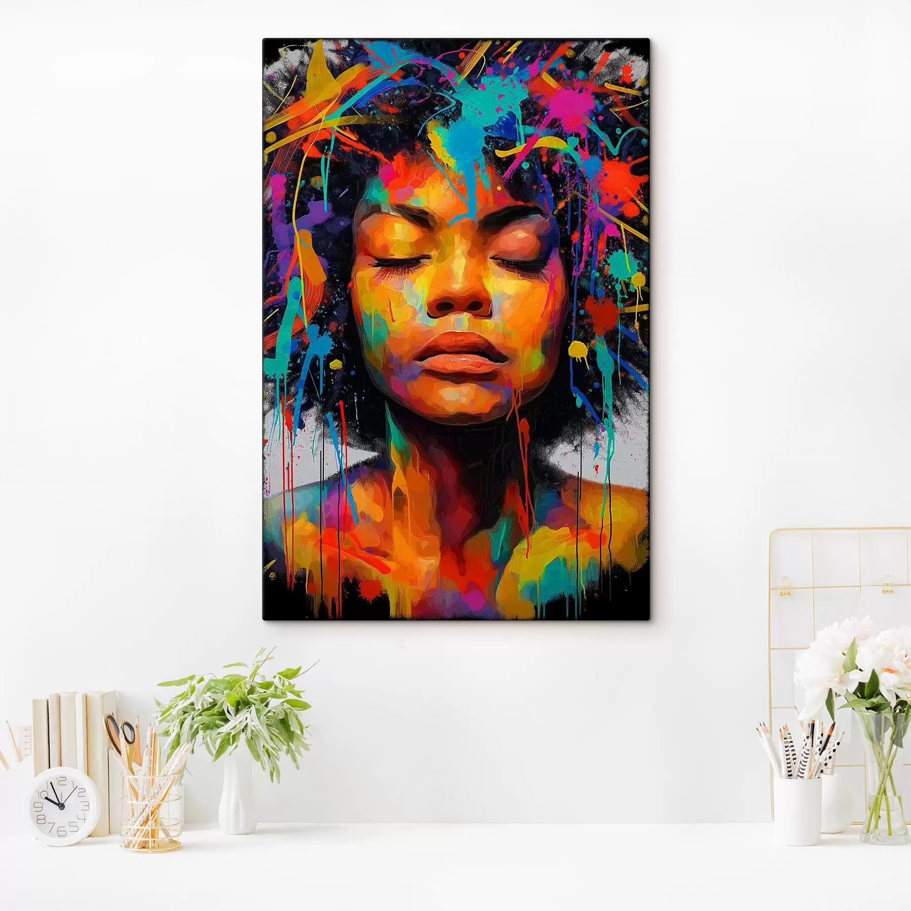 fototapet Fată în culori luminoase, stil abstract s44618