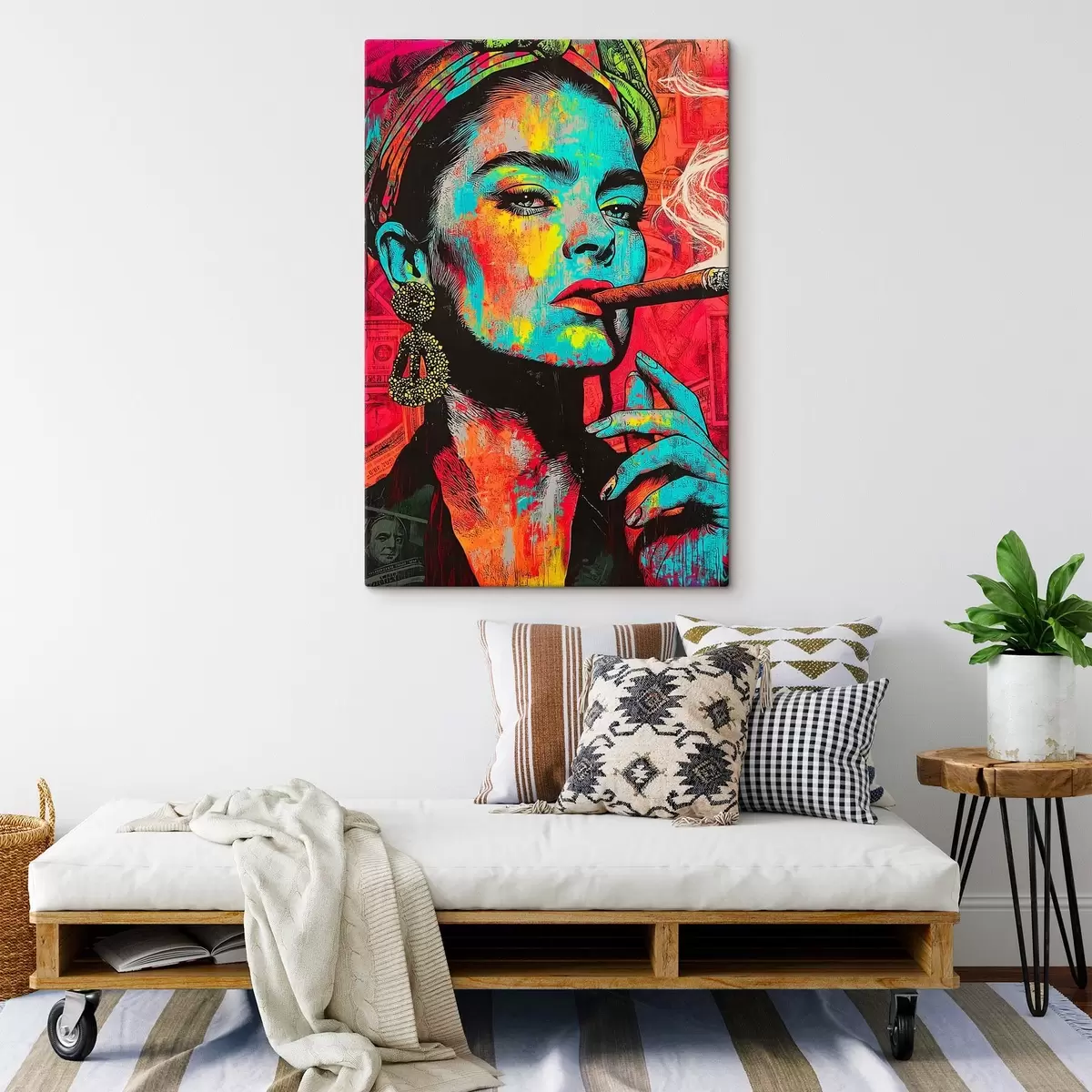Tablouri Fată cu trabuc, stil pop art s44625