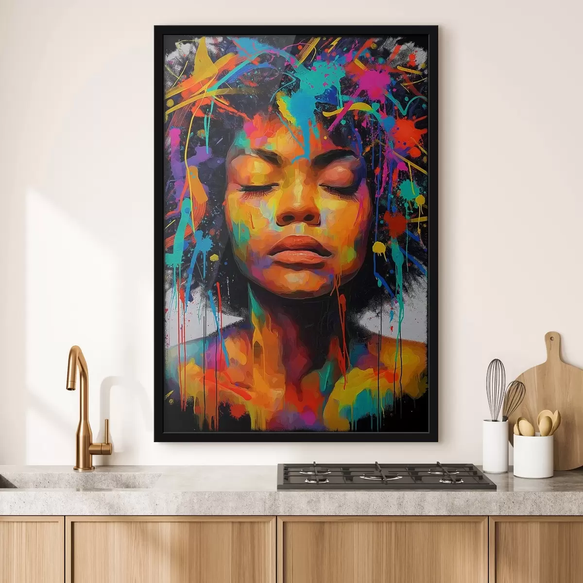 Poster Fată în culori luminoase, stil abstract f44618