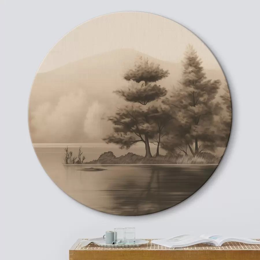Tablouri Lac și copaci în sepia r44633