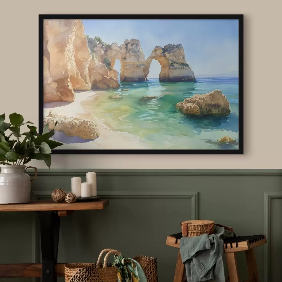 fototapet Plajă oceanică cu stânci, Portugalia, vară, acvamarin f44608