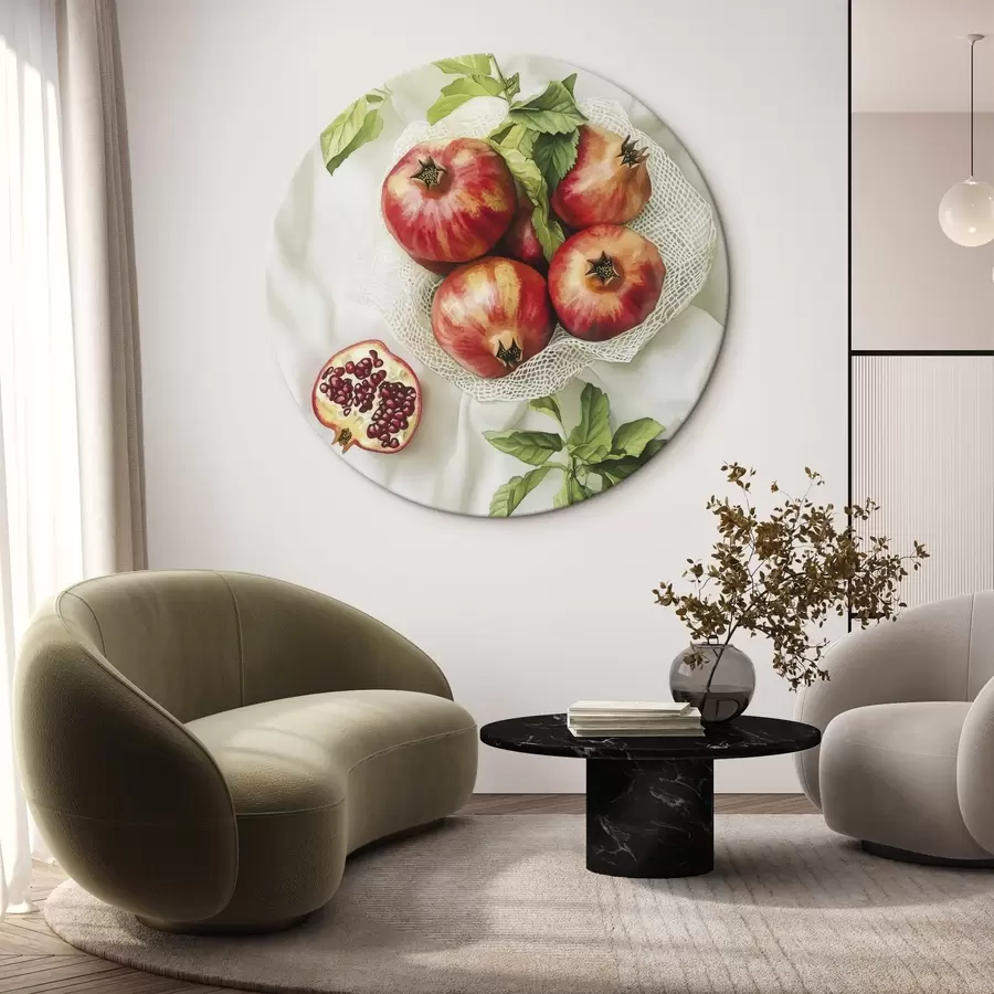 Tablouri Rodii cu frunze de mentă pe fețele de masă din in, stil rustic r44611