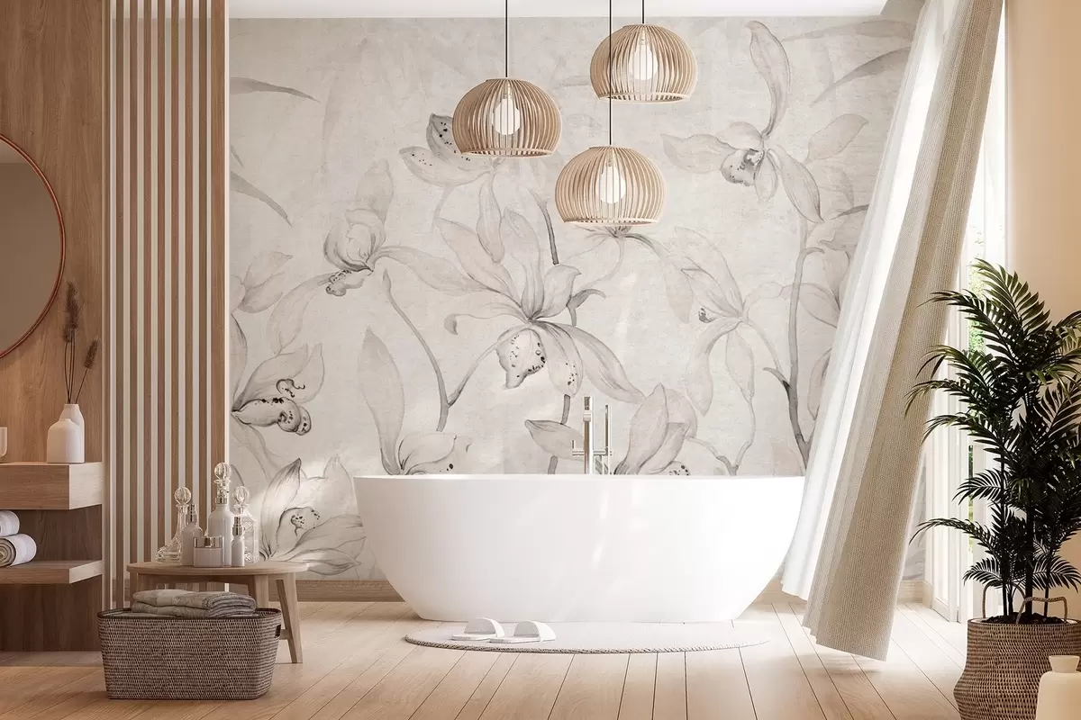 fototapet Orhidee sălbatice, nuanțe de bej w03933v1