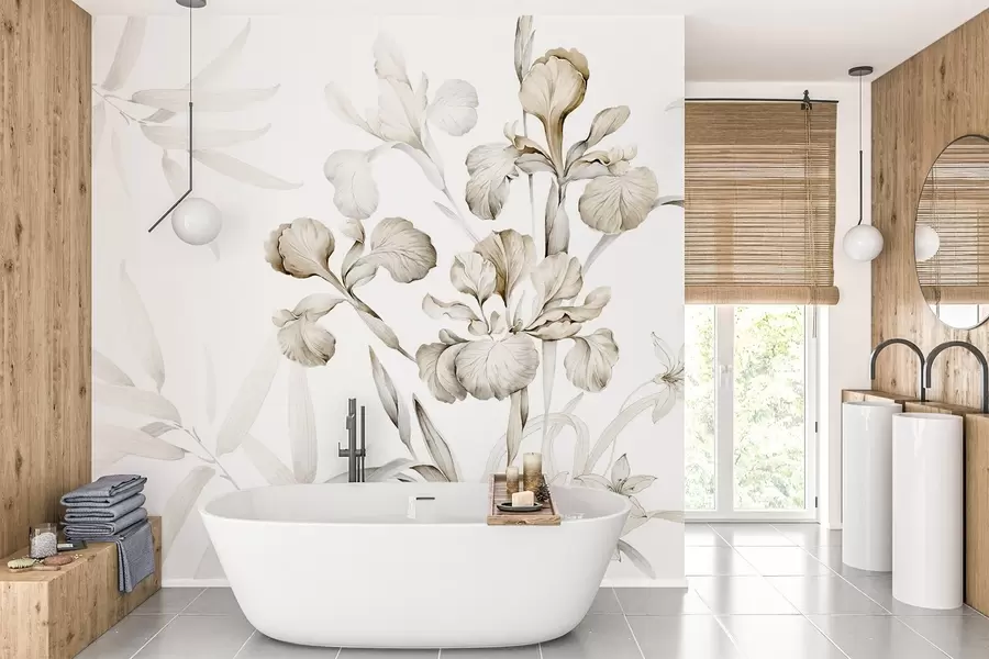 fototapet Iris, nuanțe de bej w03955v2