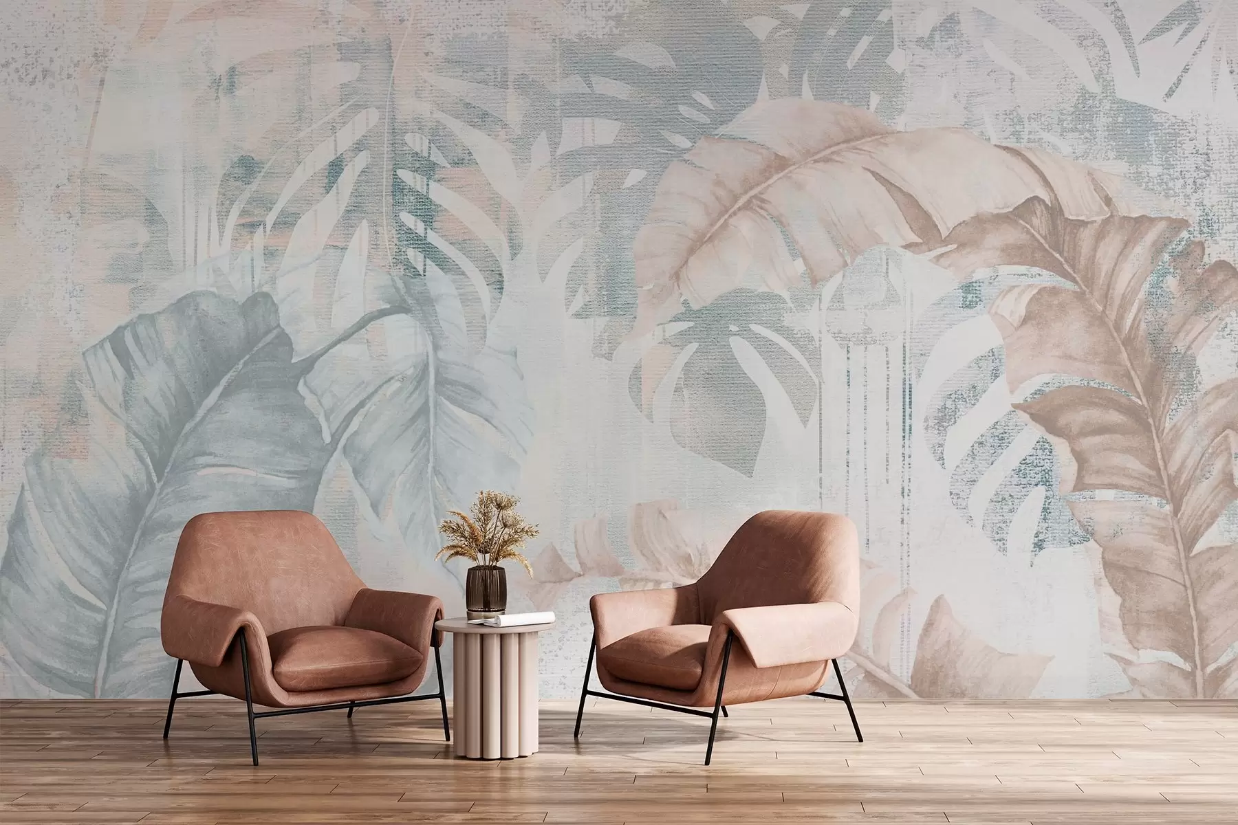 fototapet Frunze tropicale în stil grunge w03956