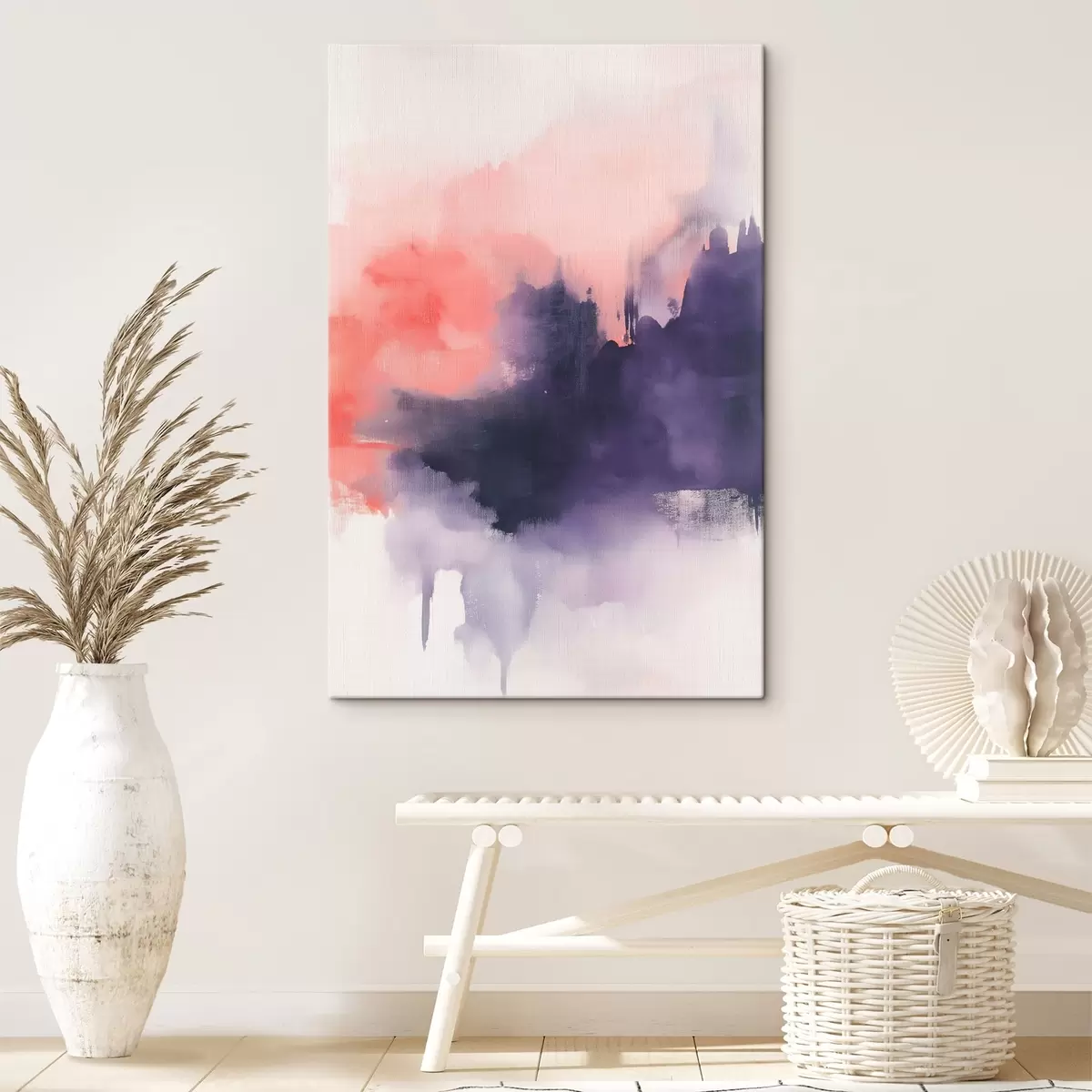 Tablouri Abstracție în stil acrilic, lovituri de pensulă, violet și roz s44507