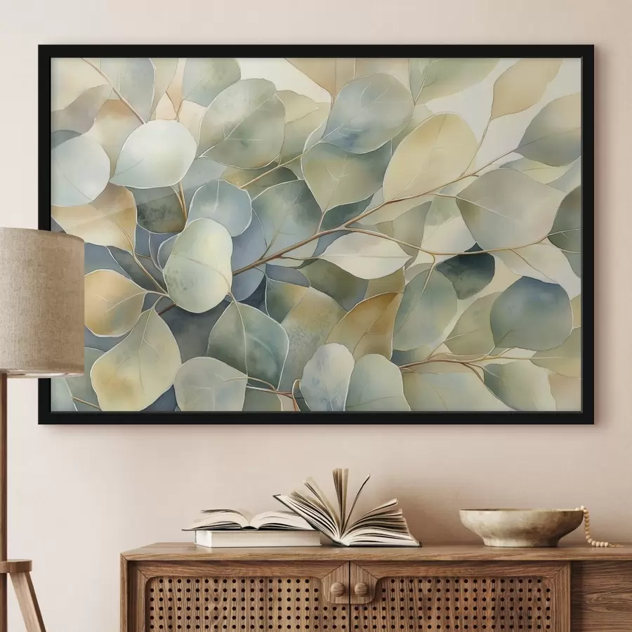 fototapet Frunze de eucalipt, stil acuarelă, natură f44502