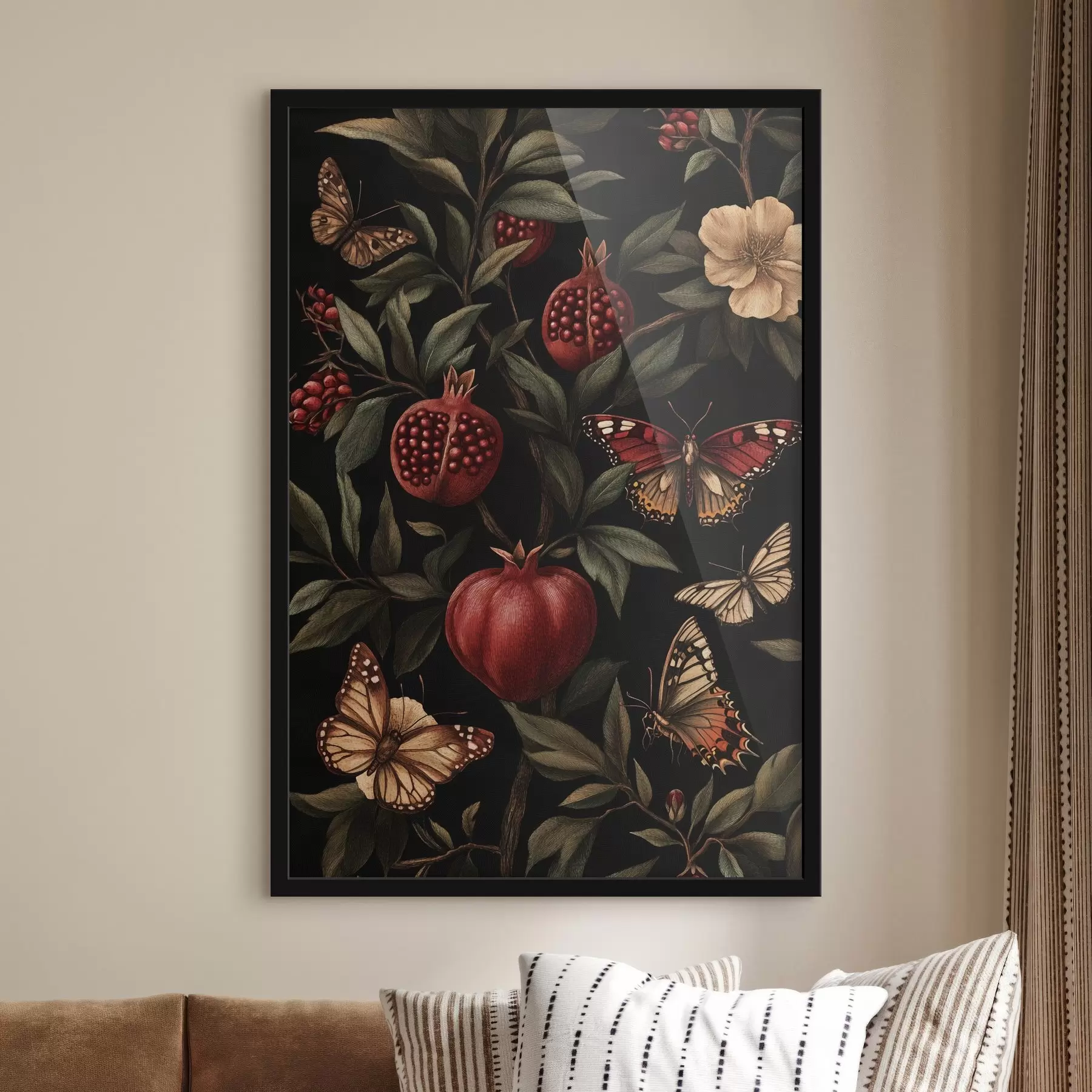 Tablouri Artă botanică cu rodii și fluturi f44511