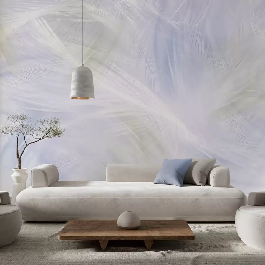 fototapet pene aerisite în nuanțe de bej și albastru w04071v1