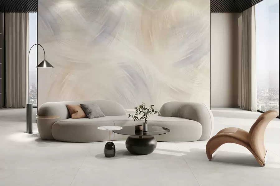 fototapet pene aerisite în nuanțe de albastru și bej w04071v2