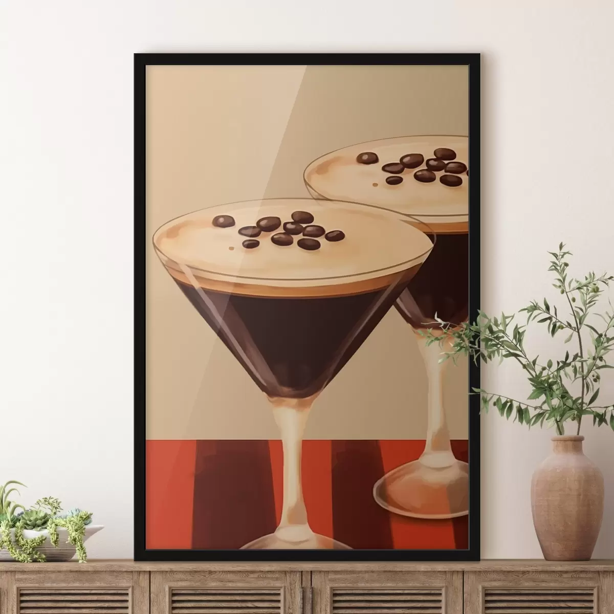 Poster Două cocktailuri cu boabe de cafea în pahare de sticlă f44679