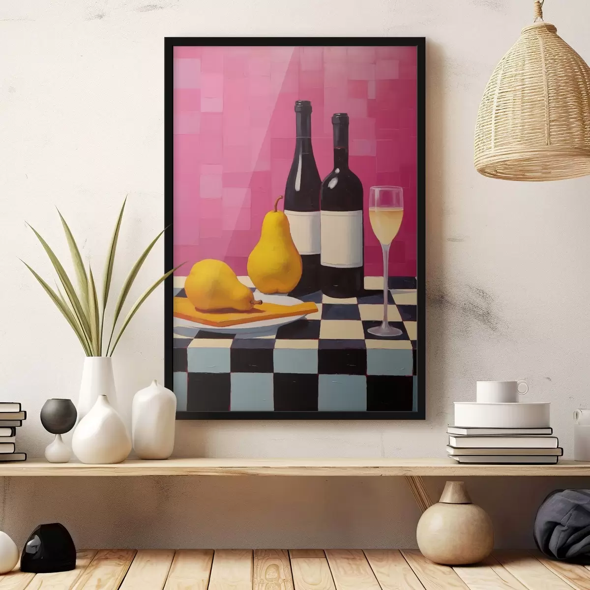 Poster Pere, un pahar de vin și două sticle de vin f44683